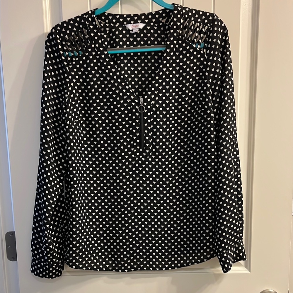 Black and White Heart Polka Dot Women's Top